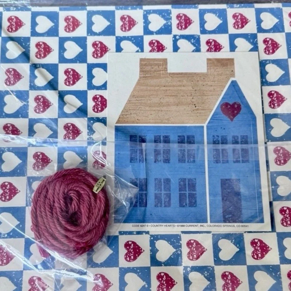 VTG 80s Folk Art‎ Country Schoolhouse Amish Gift Wrap Paper Current Inc NOS